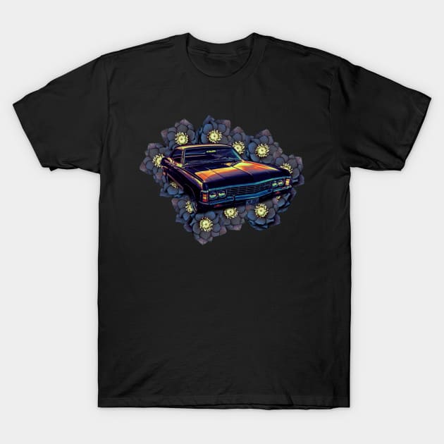 SPN Impala Black Flower T-Shirt by budbloodandbeernuts